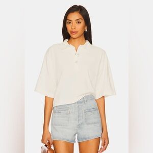 Citizens Of Humanity Women’s Lowen Polo Shirt Pashmina Ivory Supima Cotton XS